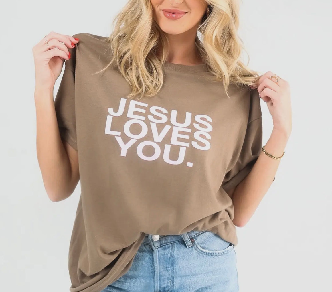 Jesus Loves You Mocha Graphic Tee