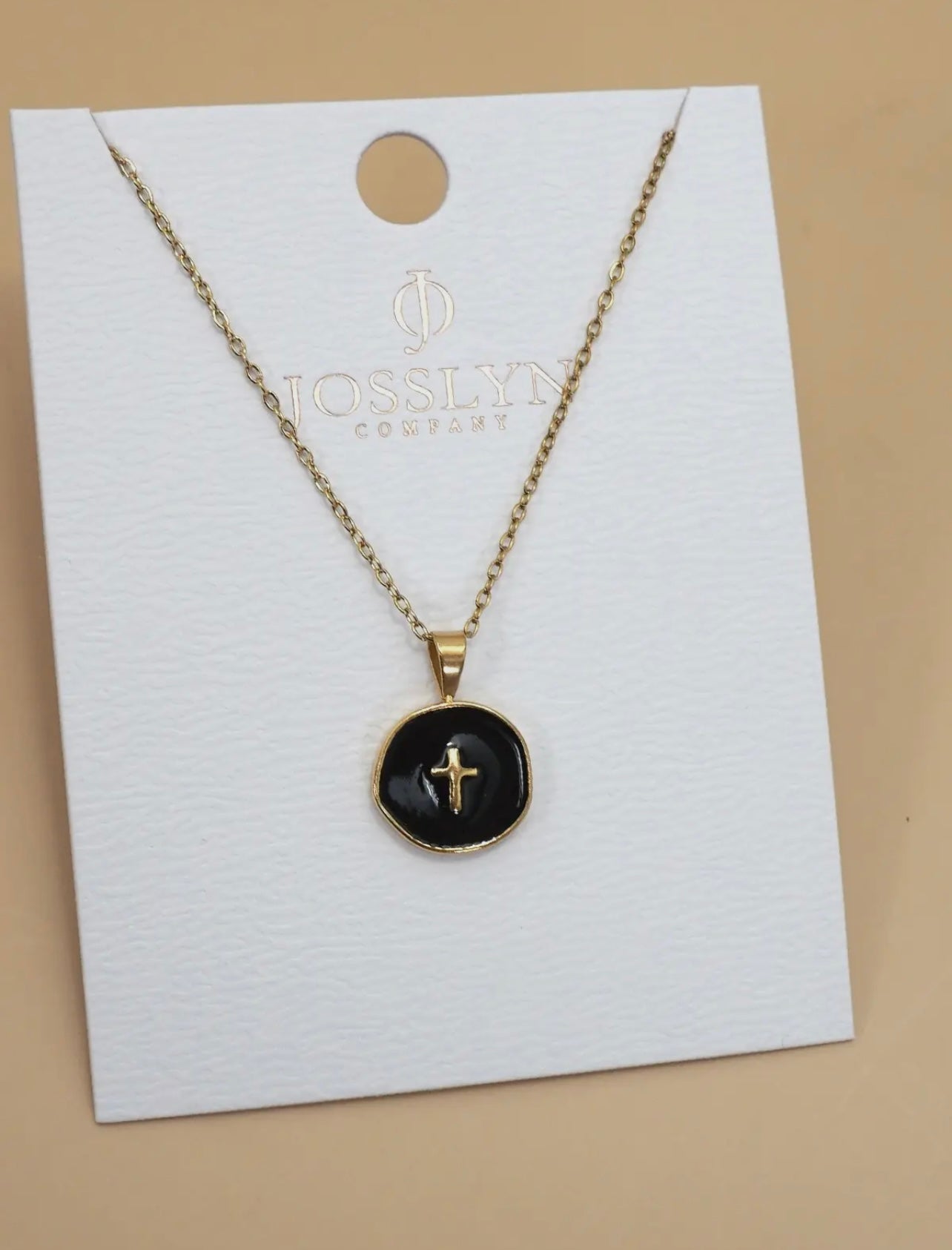 Cross Black & Gold Necklace