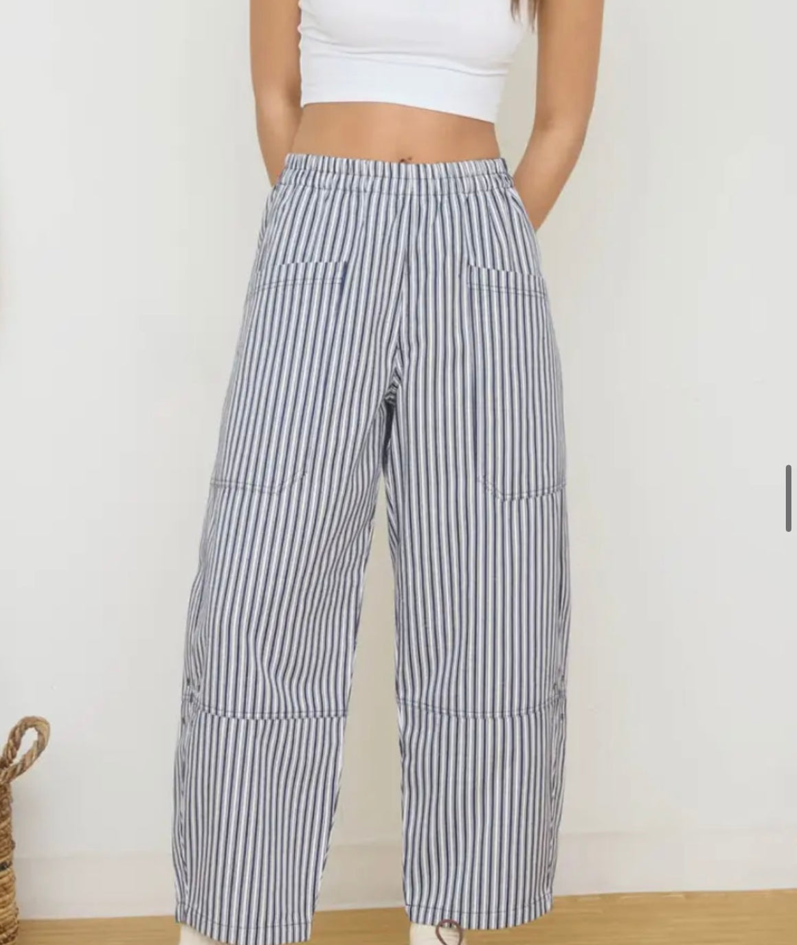 Going To Be A Yes Navy Stripe Wide Leg Pant