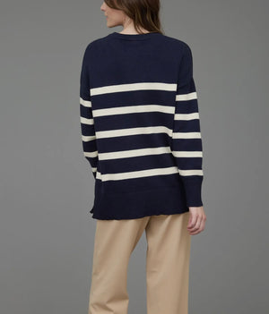 Jenna Stripe Navy Lightweight Top Sweater