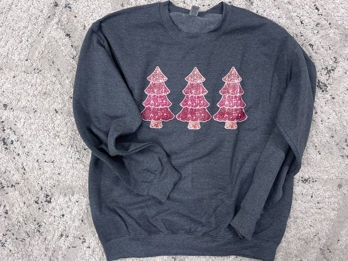 Sparkle Pink Trees Graphic Sweatshirt