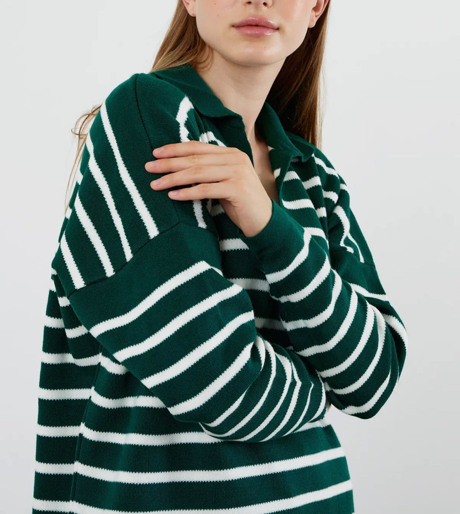 Mercy Green Stripe Lightweight Sweater