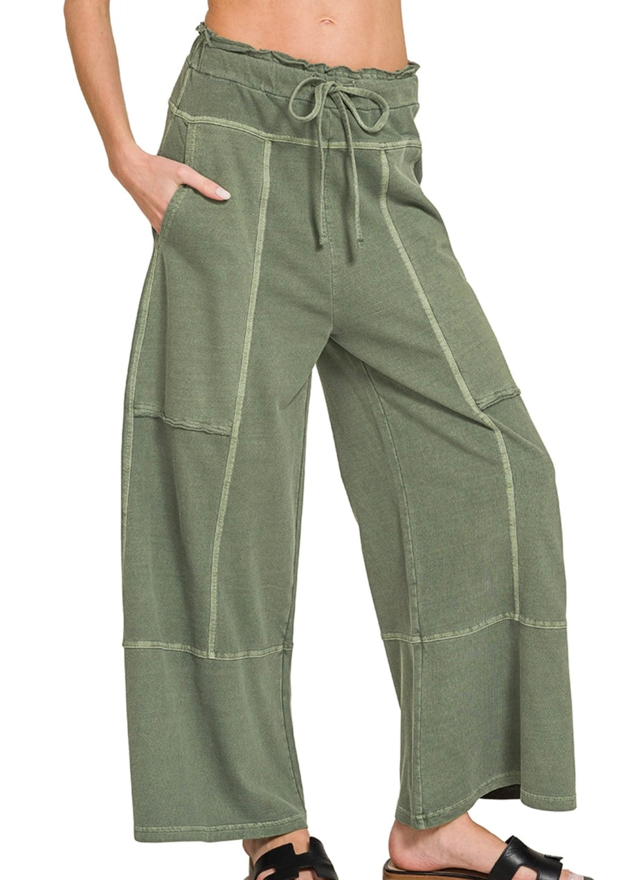 People French Terry Washed Wide Leg Pant (7 Colors)