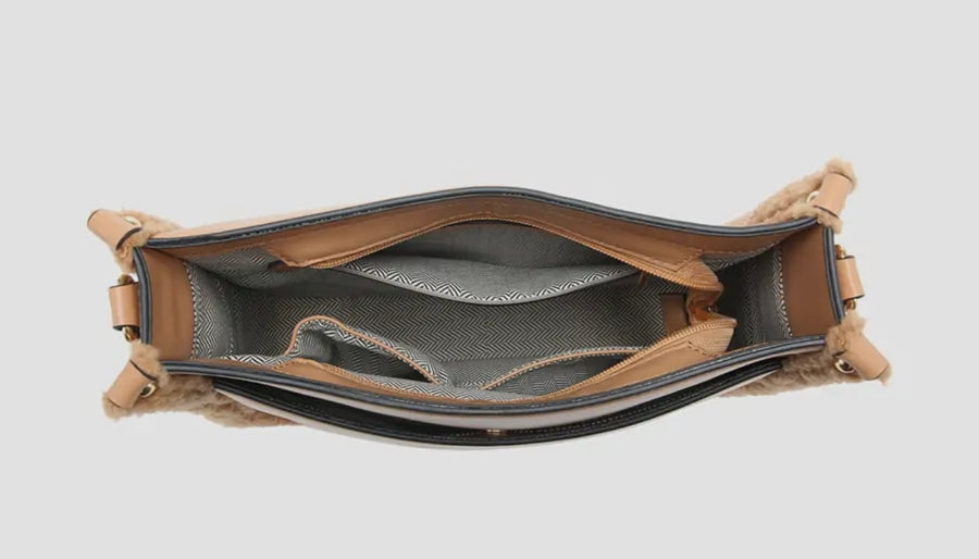 PBF Chloe Teddy Trim Tan Crossbody