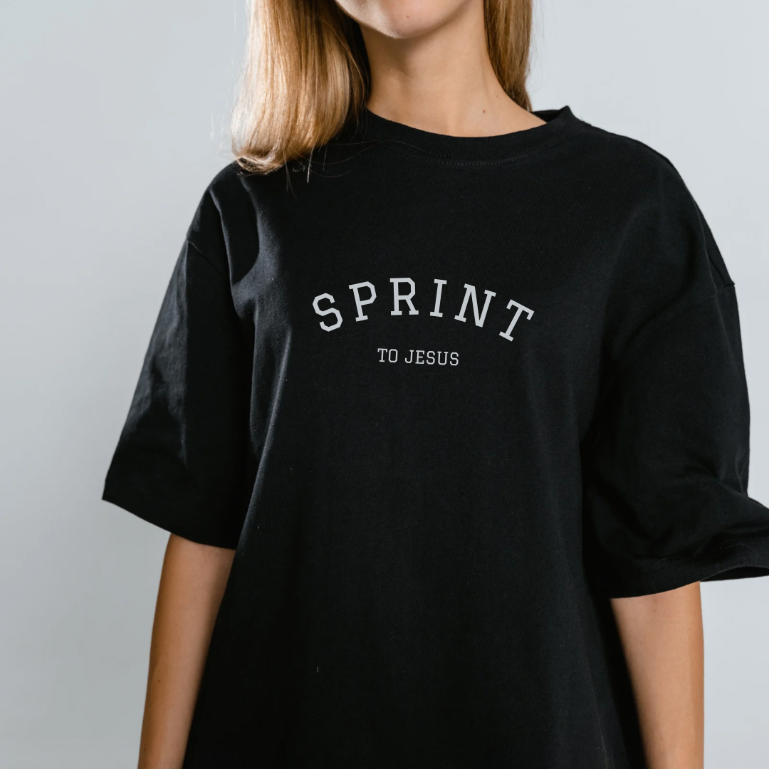 Sprint To Jesus Graphic T-Shirt Or Crewneck