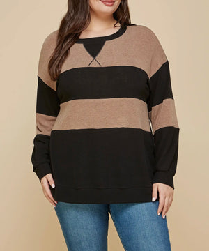 Latte Stripe Top (Extended Size)