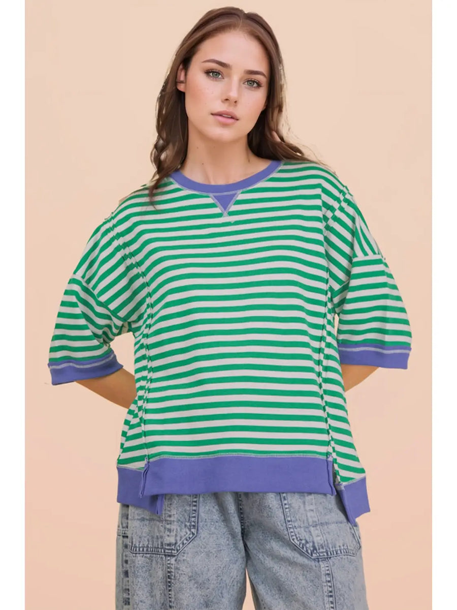 Journey Two Tone Stripe Top