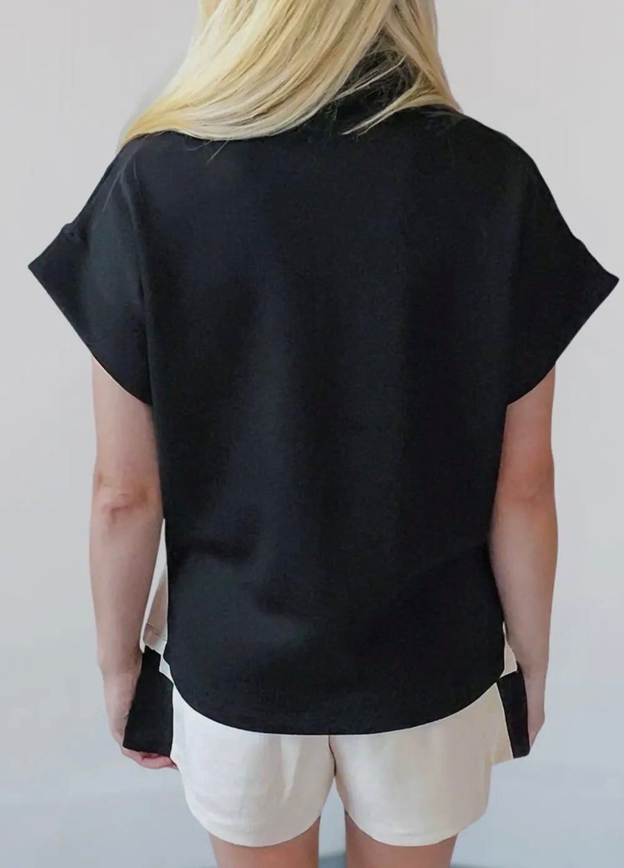 Stitch Contrast Black & Cream Set