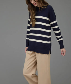 Jenna Stripe Navy Lightweight Top Sweater