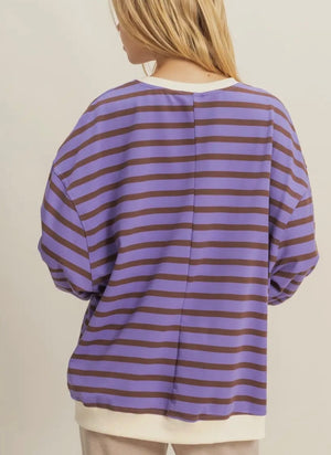 Keller Purple + Brown Striped Top