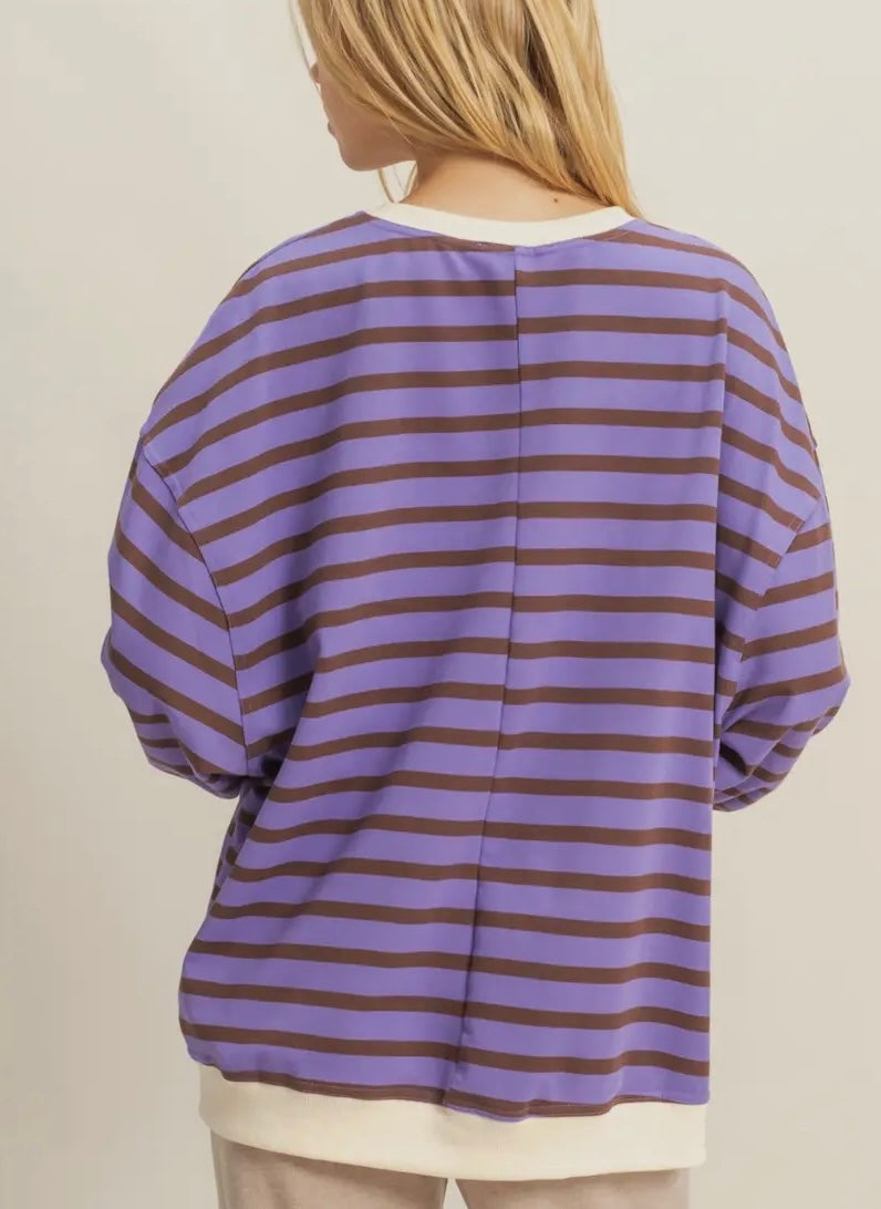 Keller Purple + Brown Striped Top