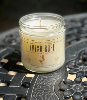 Rose Fresh Tallow & Beeswax All Natural Non Toxic Candle