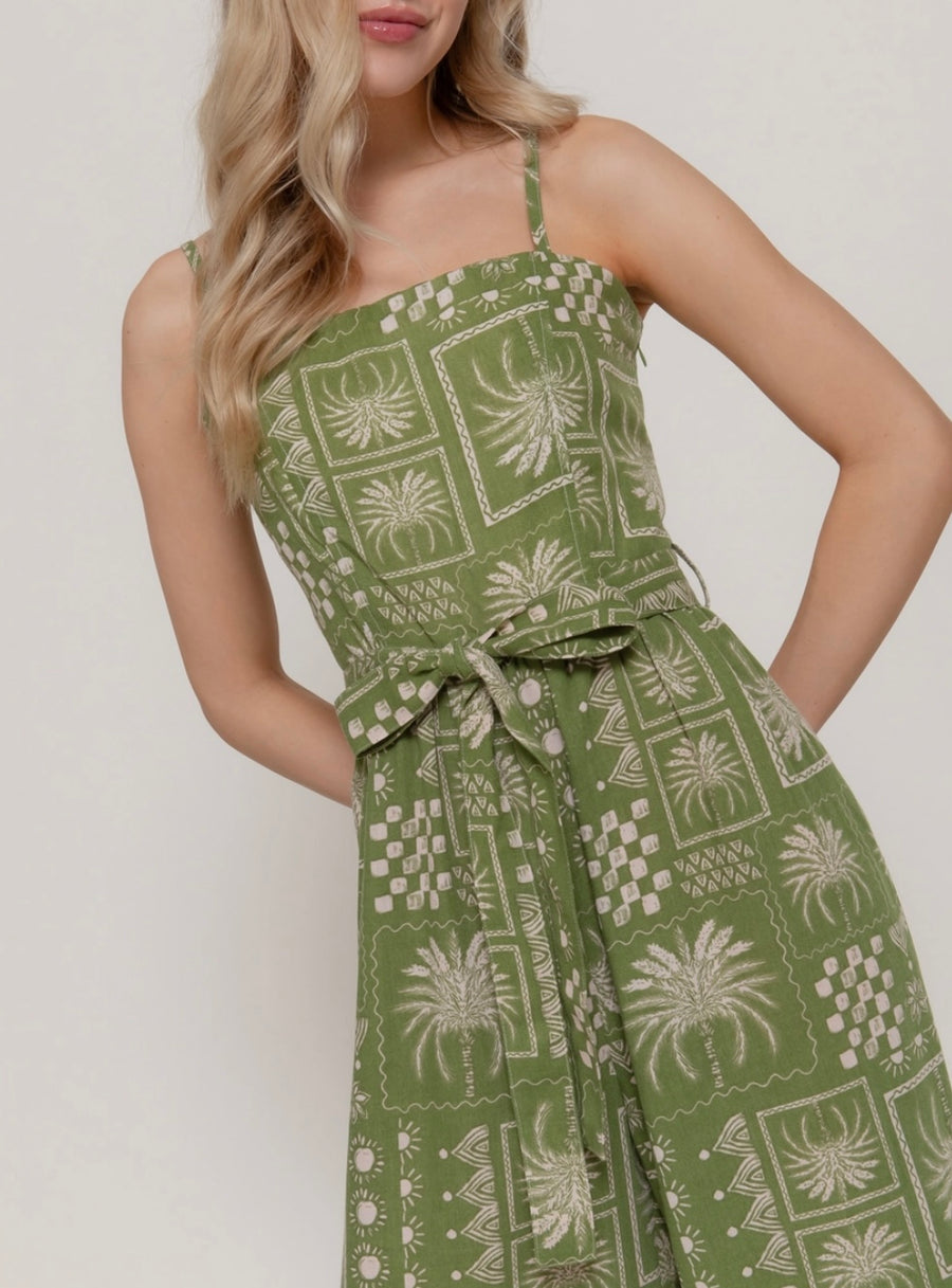 Reva Olive Print Jumpsuit