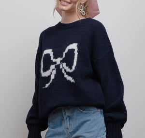 Bow Perfect Navy Sweater