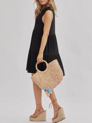 Terrian Tiered Black Dress (Extended Size)