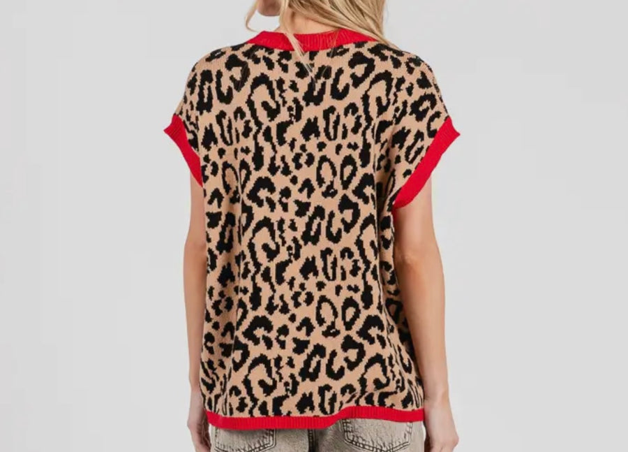Charlotte Leopard Pop Sweater Vest