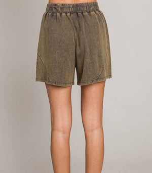 Grace Vintage Washed Zipper Trim Shorts