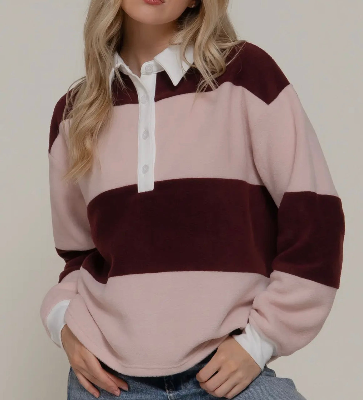 Blake Rugby Stripe Fleece Polo Top