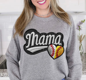Mama Baseball/Softball Mama Heart Graphic Sweatshirt