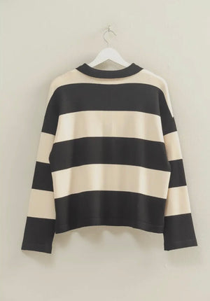 Berks Stripe Polo Collar Top