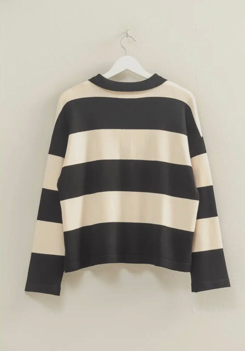 Berks Stripe Polo Collar Top
