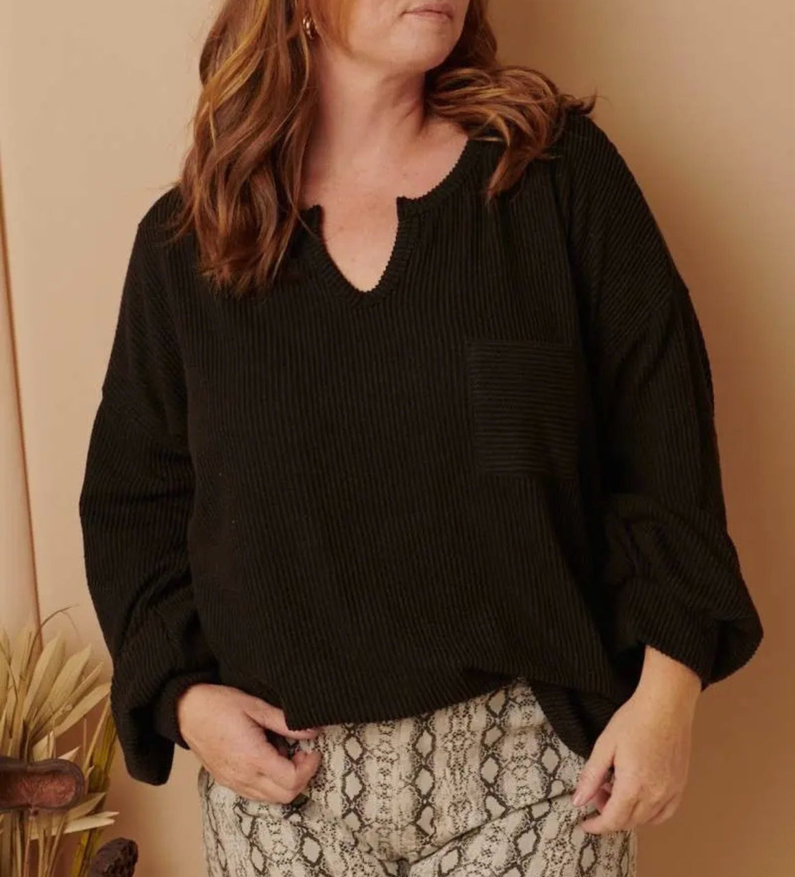 PBF Black Ribbed Top (Extended Size)