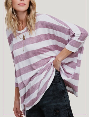 Fawn Stripe Dolman Relax Top (2 Colors)