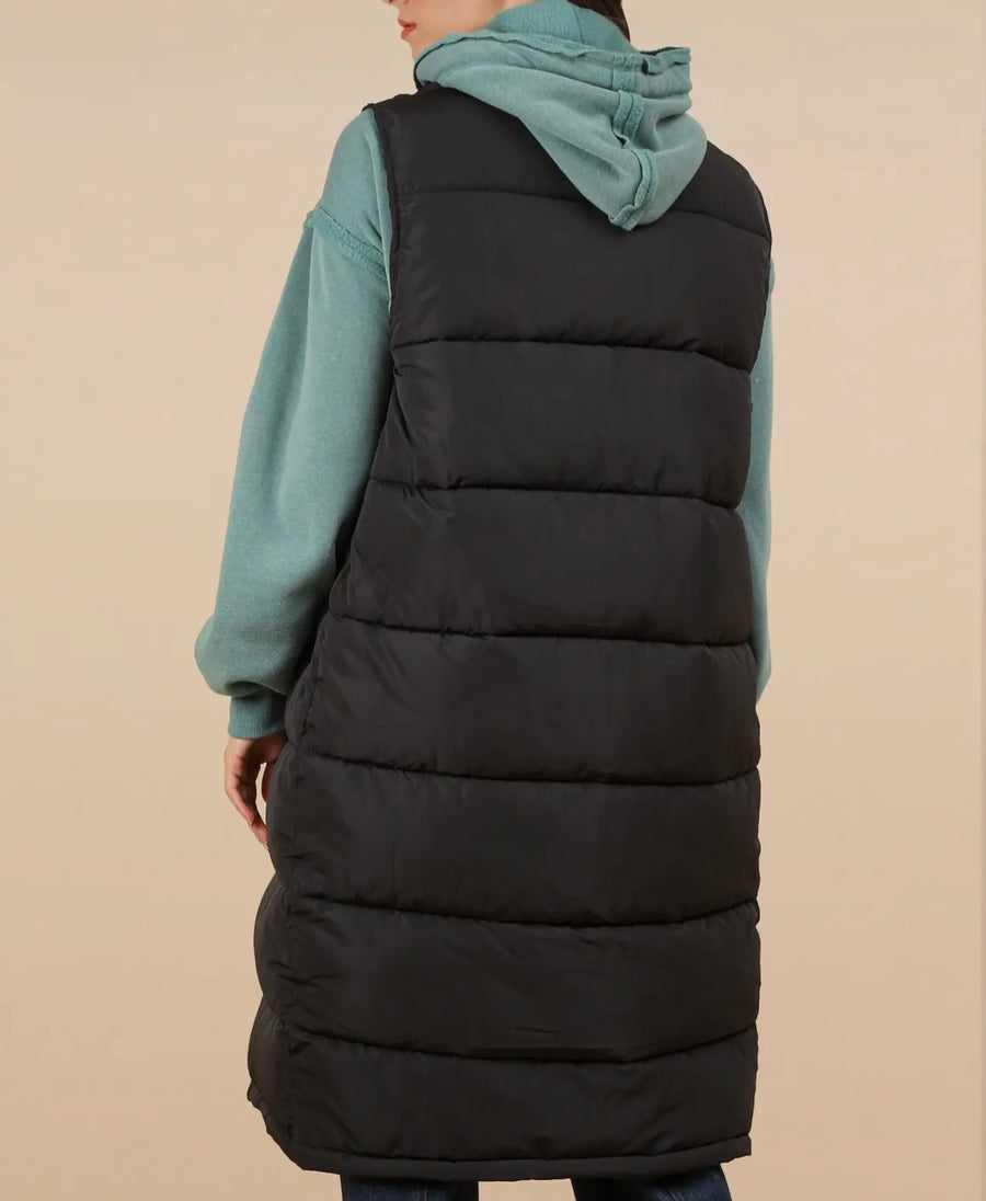 Better Yet Black Longline Puffer Vest