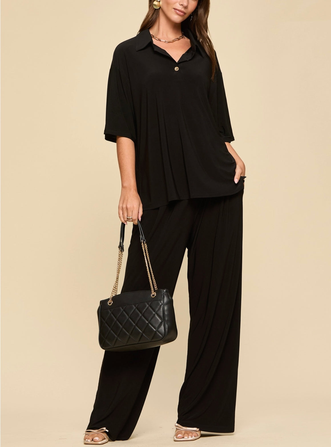 Runaway Babe Black Relaxed Pant & Top Set
