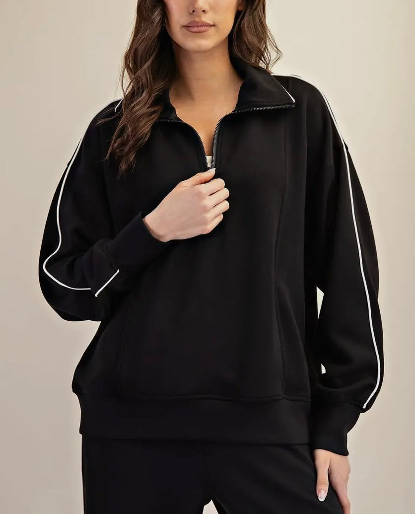 Remember When Modal Scuba Piping Quarter Zip