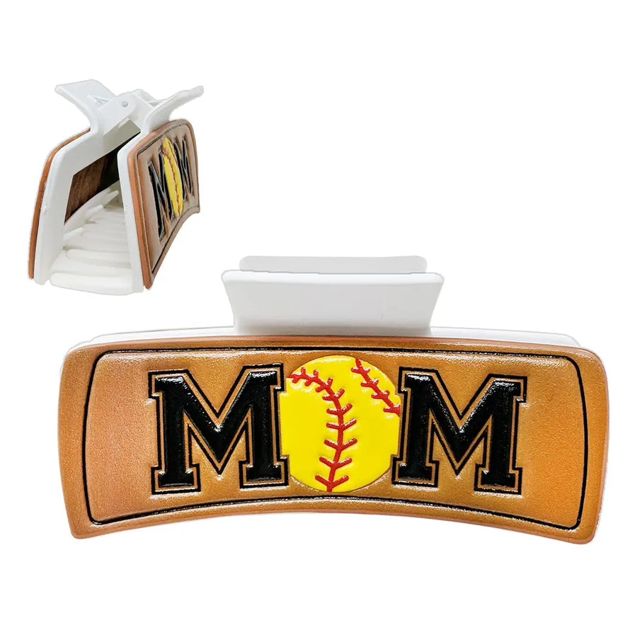 Ball Mom Leather Print Hair Claw (Baseball or Softball)