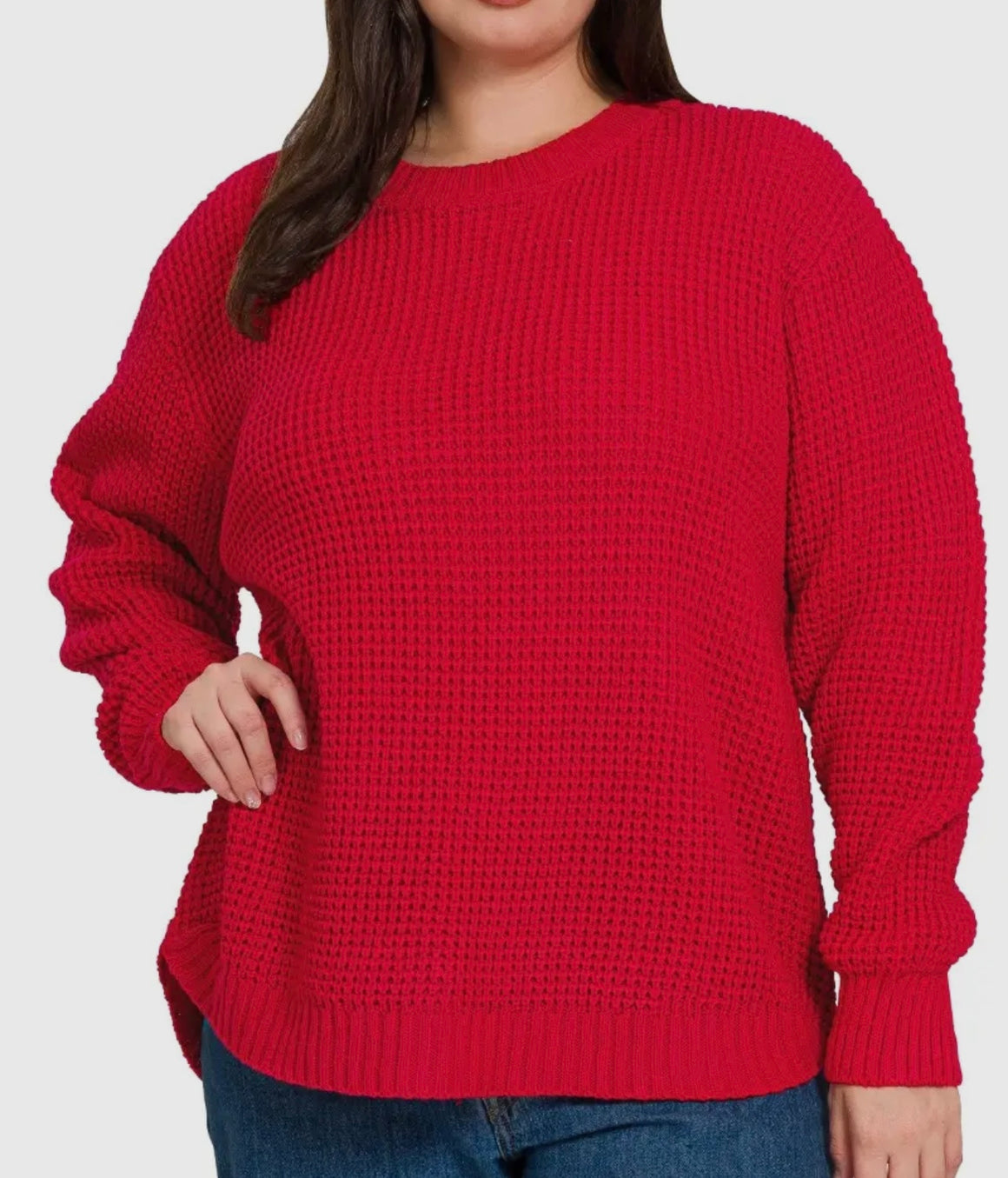 PBF Red Waffle Sweater Extended