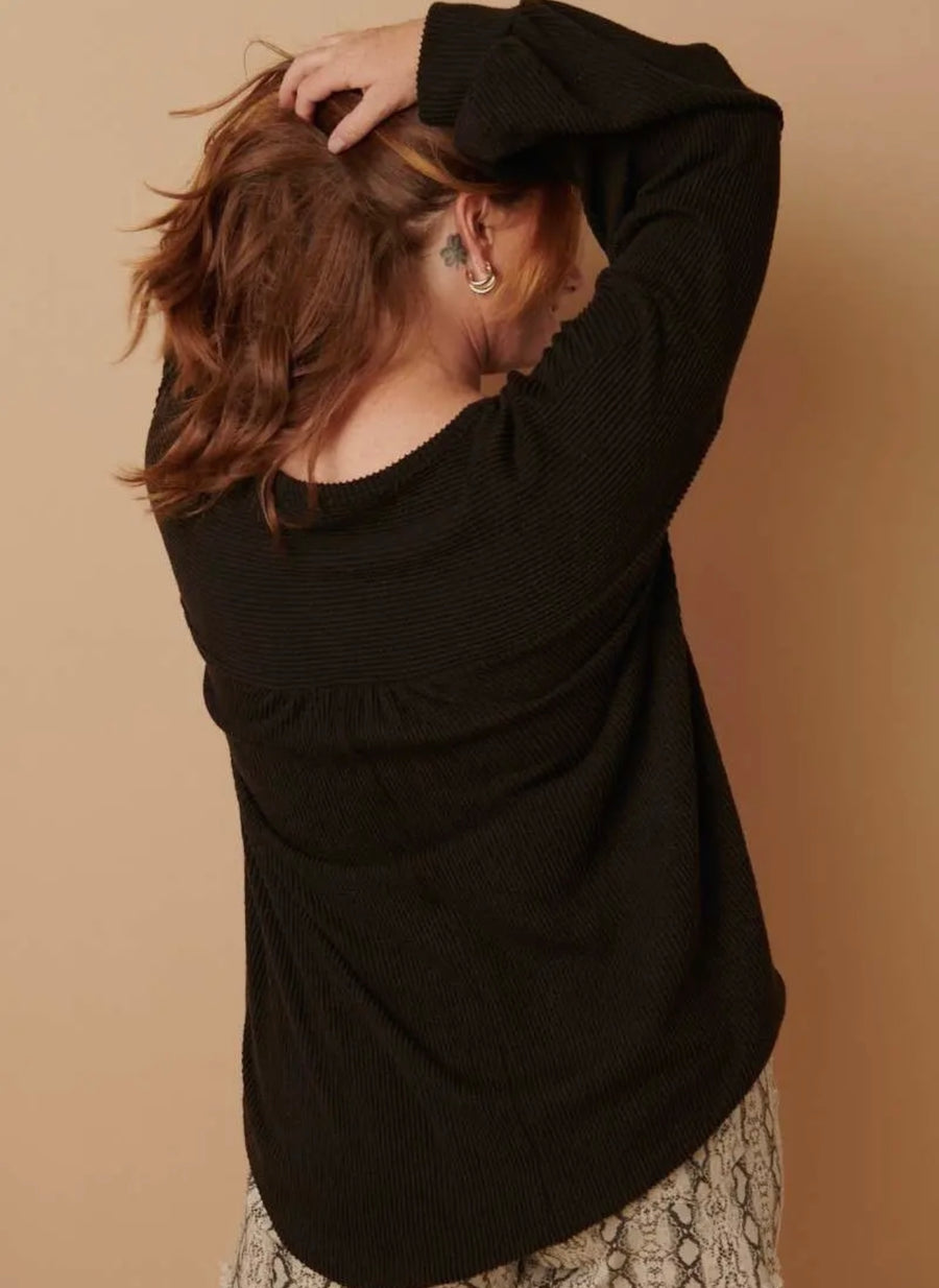 PBF Black Ribbed Top (Extended Size)