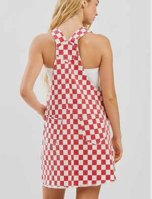 Game Day Checkered Overall Dress