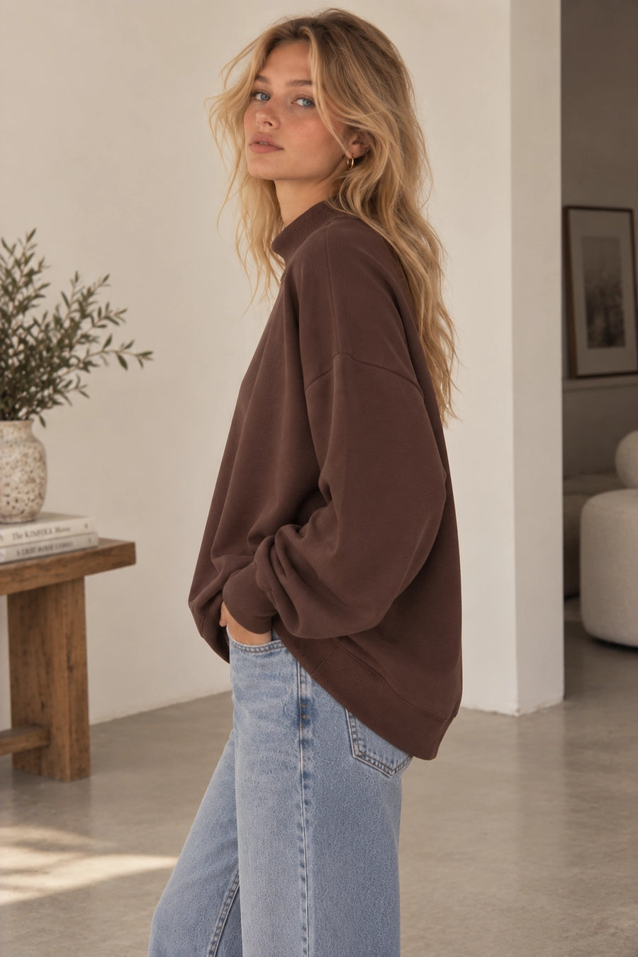 Walker Brown Mock Neck Top