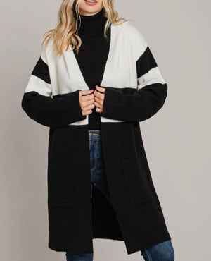 Madden Black & White Hooded Cardigan