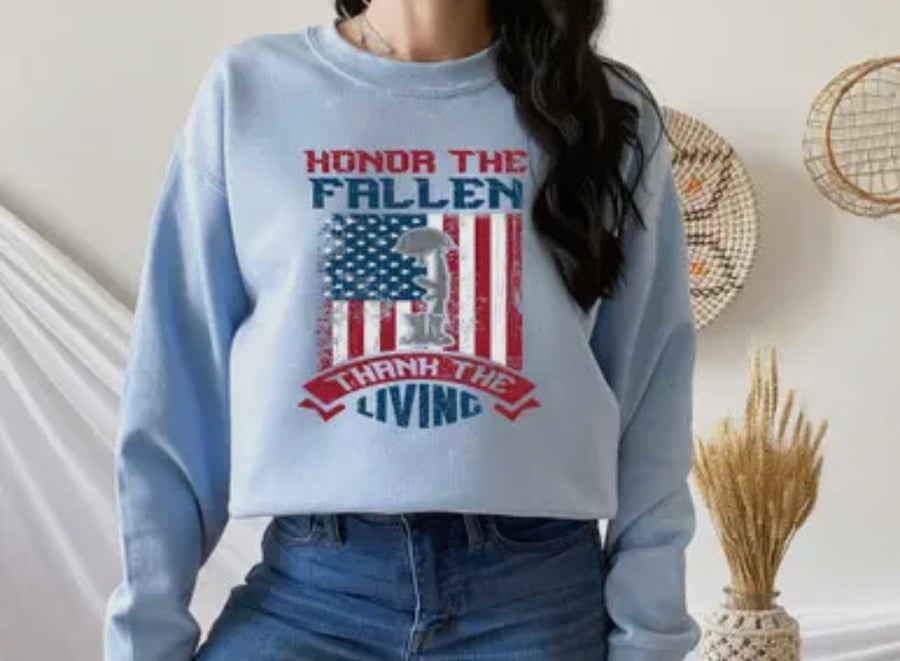 Honor The Fallen Thank The Living Graphic Sweatshirt