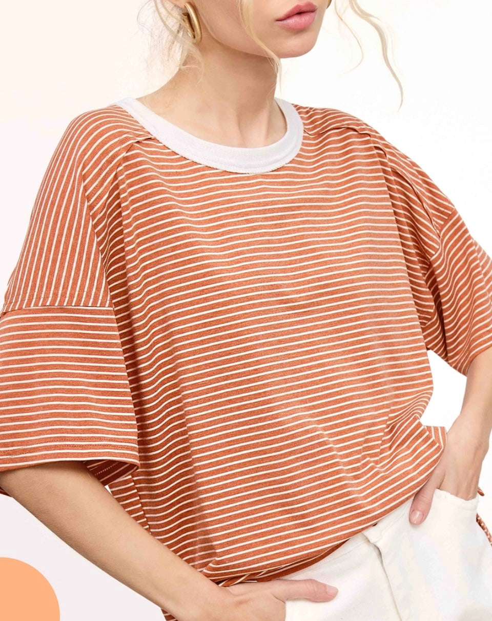 Mel Stripped Terricota Top