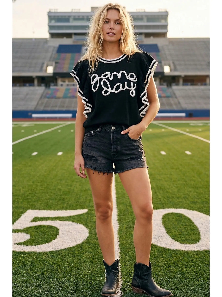 Game Day Varsity Ruffle Sleeve (2 Options)