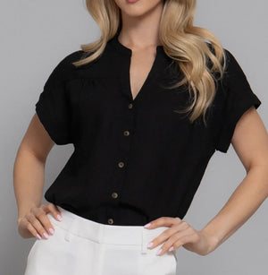Ellen Dolman Button Down Linen Top