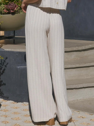 Harley Oatmeal Pinstripe Wide Leg Pant