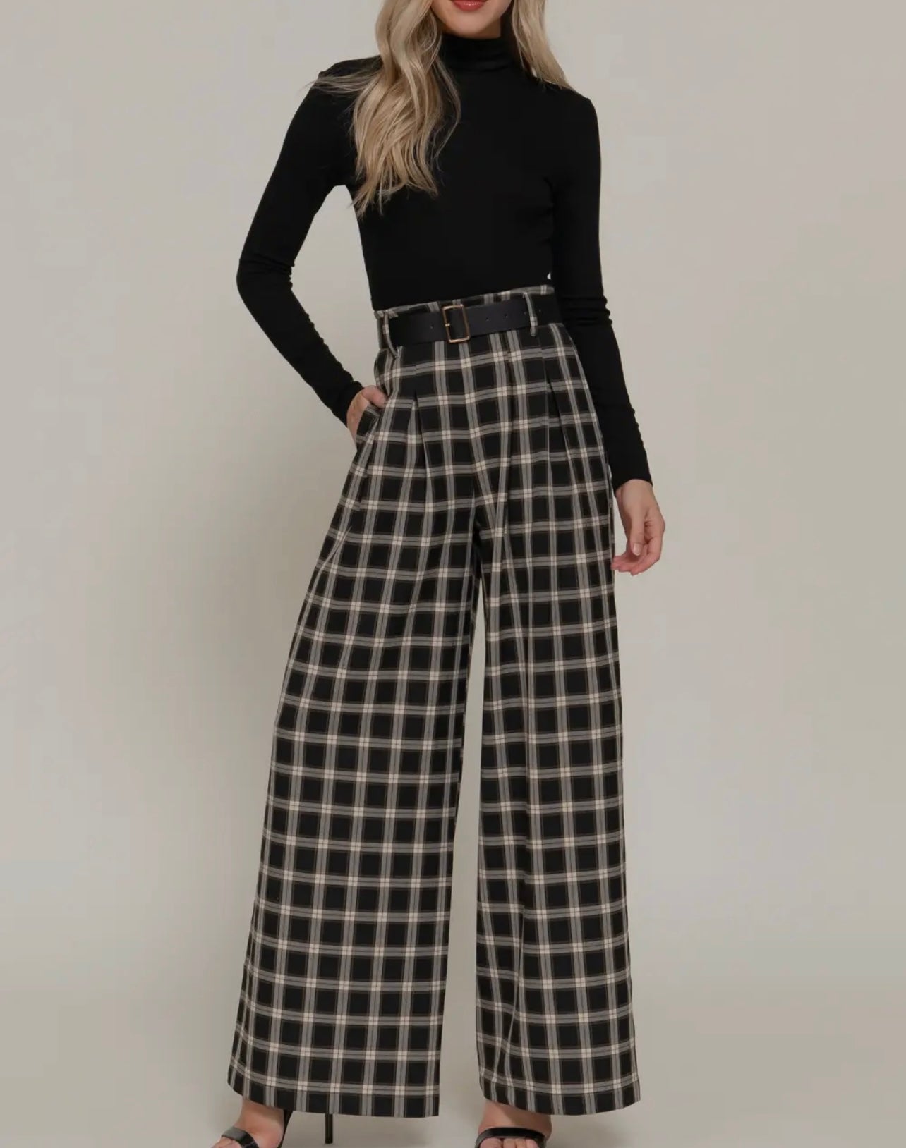 Kringle Plaid Belted Woven Pants