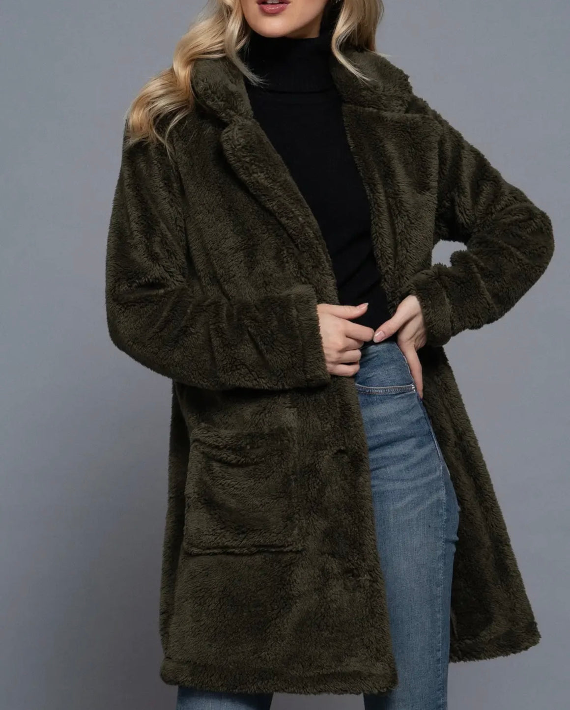 PBF Olive Sherpa Coat