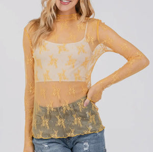 Styled Game Long Sleeve Lace Top (2 Colors)