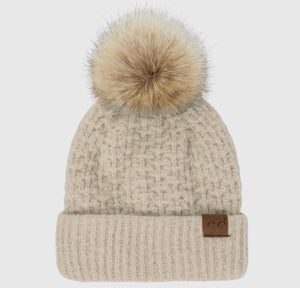 CC Cable Knit Pom Pom Hat (3 Colors)