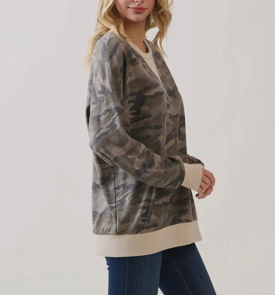 Highly Favored Camo Top