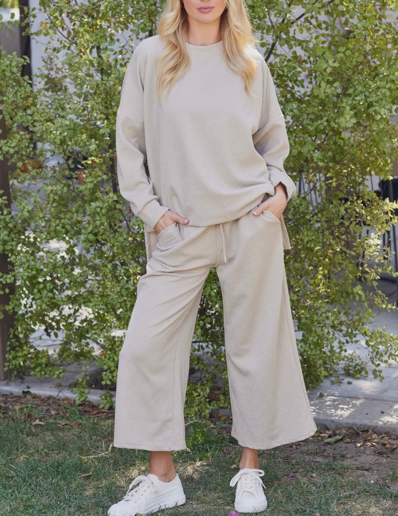 Miller Taupe Textured Top & Bottom Set