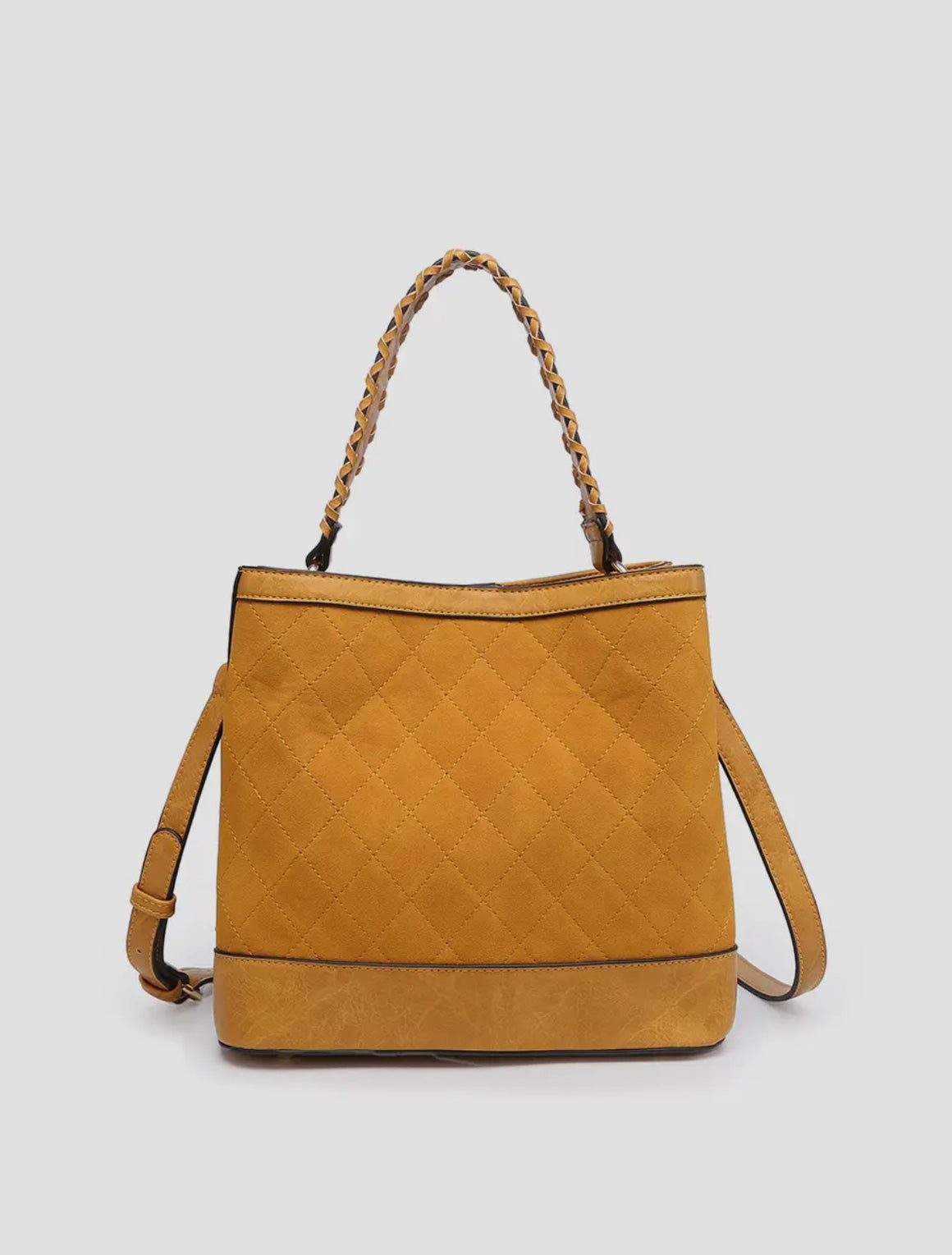 PBF Mustard Quilted Braided Strap Purse