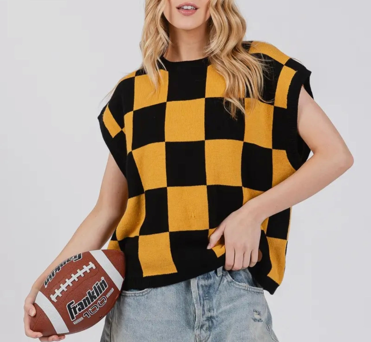 Kinnick Checkered Knit Sleeveless Top - Lu Roo & Co Boutique