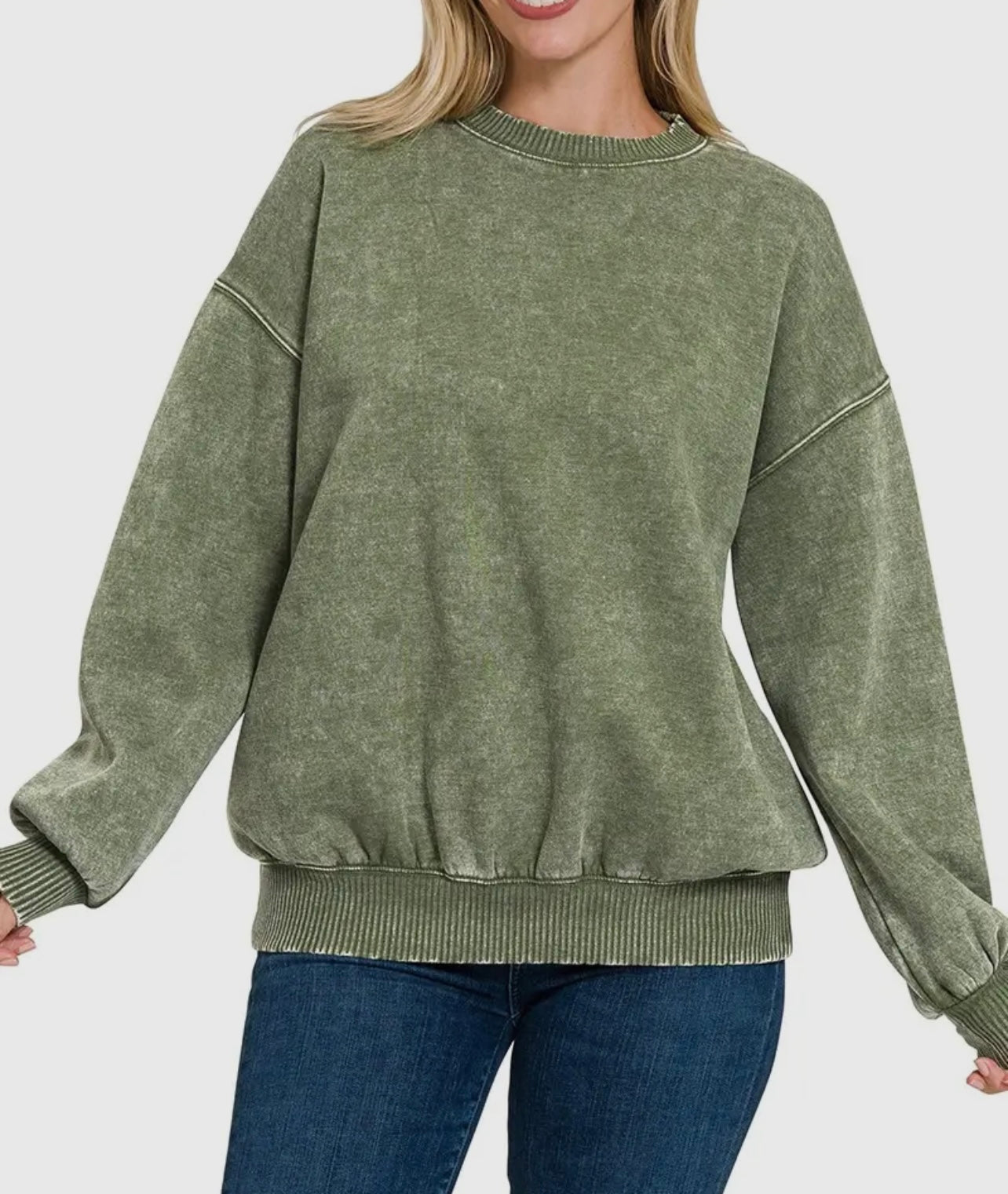Snow Days Olive Vintage Wash Top (Extended Size)